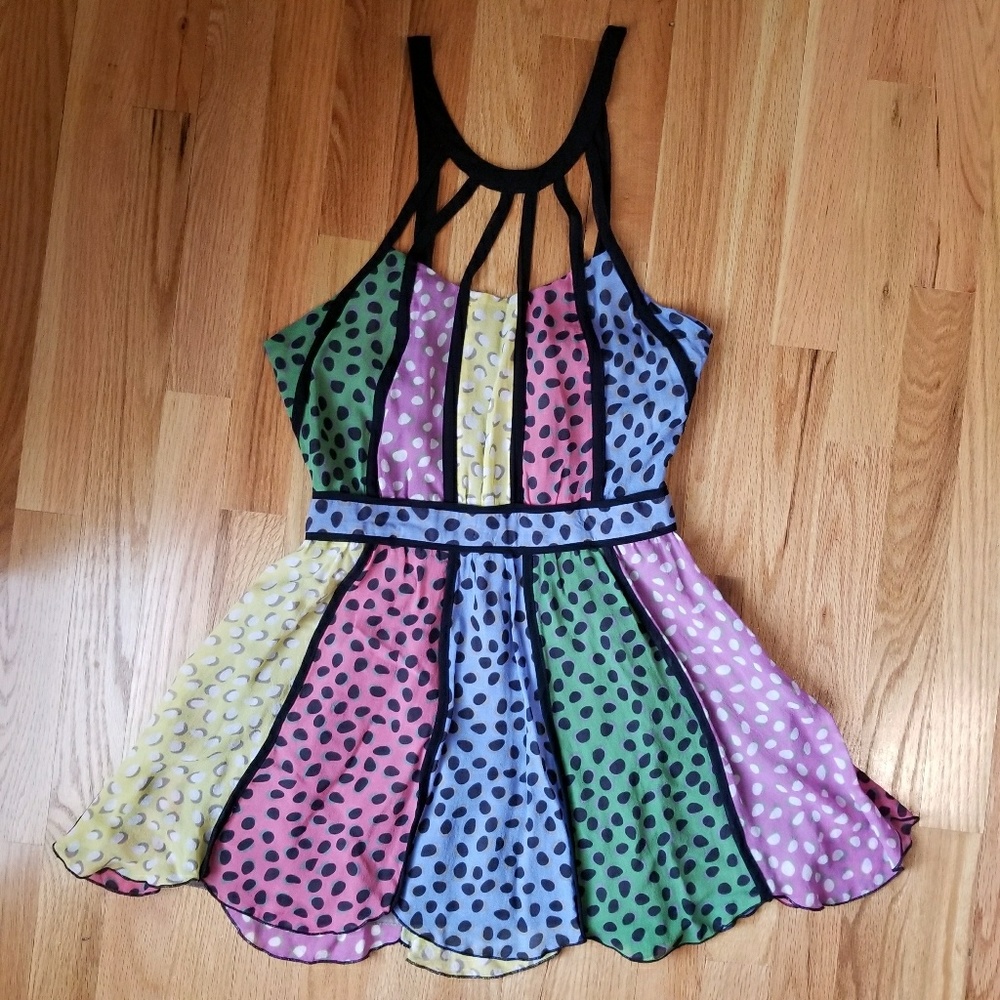 XXICOLLECTION SilkMulticolor PolkaDot Skater Dress
